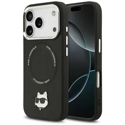 KARL LAGERFELD case for IPHONE 17 Pro compatible with MagSafe KLHMP17LPSMLRCHK (PU Choupette Pin) black